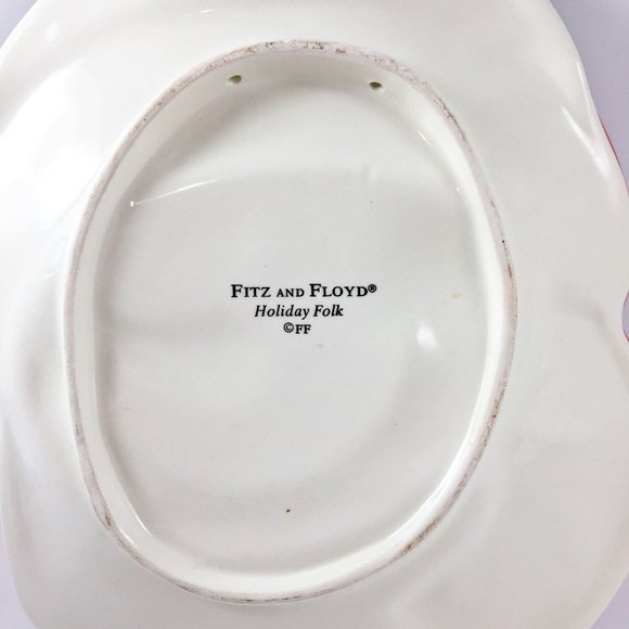 Fitz and Floyd Holiday Folk Snowman Canape Cookie Plate Treat Christmas - Picture 4 of 4